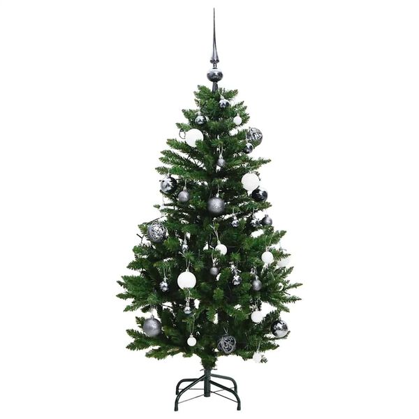 vidaXL Kunstig hengslet juletre med 150 LED og kulesett 150 cm