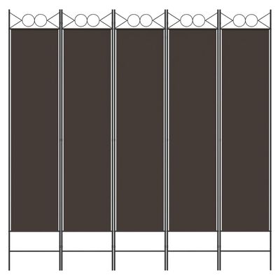 vidaXL Romdeler med 5 paneler brun 200x200 cm stoff