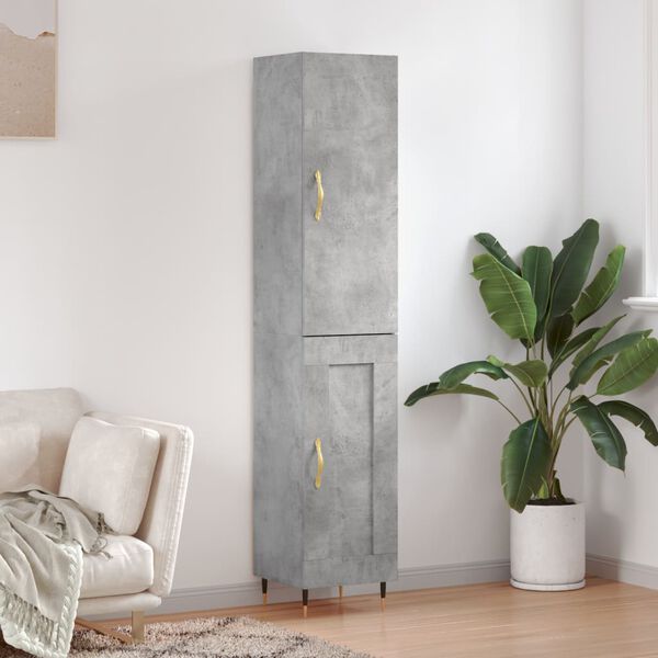 vidaXL Highboard betonggr&aring; 34,5x34x180 cm konstruert tre