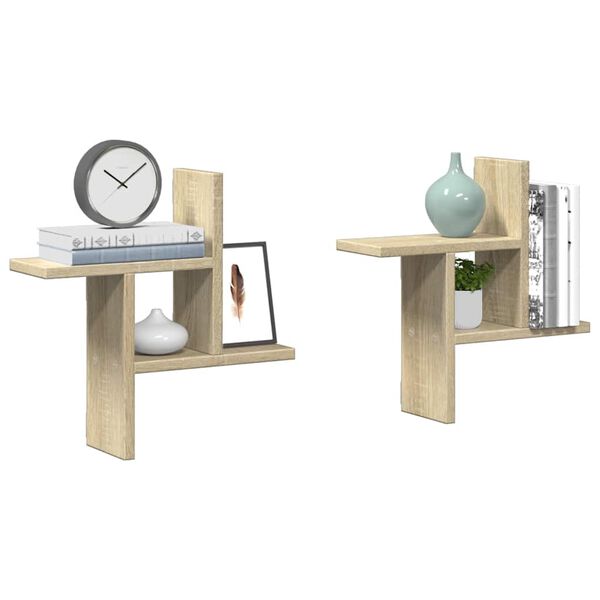 vidaXL Vegghyller 2 stk sonoma eik 38x12x38 cm sponplate
