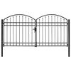 vidaXL Hageport med dobbel dør og buet topp stål 300x150 cm svart