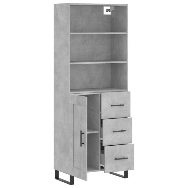 vidaXL Highboard betonggr&aring; 69,5x34x180 cm konstruert tre