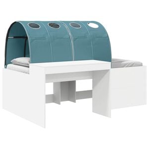 vidaXL Barneseng med skrivebord 3 stk. Hvit og lysebl&aring; Konstruert tre