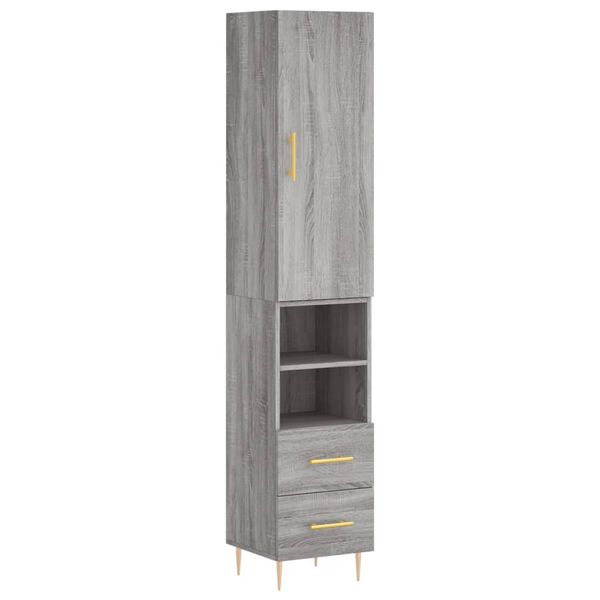 vidaXL Highboard gr&aring; sonoma 34,5x34x180 cm konstruert tre