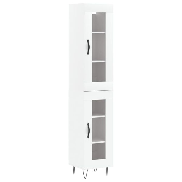 vidaXL Highboard hvit 34,5x34x180 cm konstruert tre