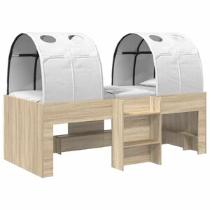 vidaXL Barnas H&oslash;ye Sengramme med Tunnel 3 stk. Sonoma eik og hvit
