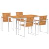 vidaXL Spisestue til hage 5 deler heltre teak og rustfritt st&aring;l