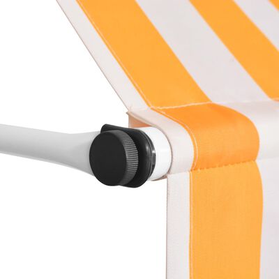 vidaXL Manuell uttrekkbar markise 350 cm oransje og hvite striper