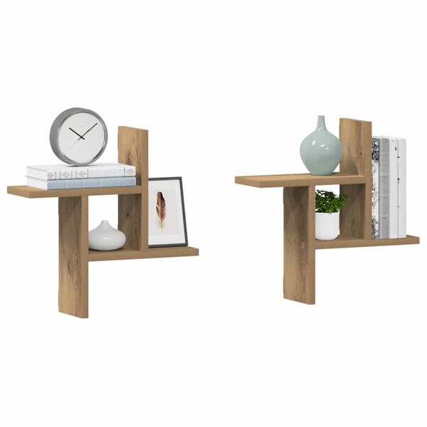 vidaXL Vegghyller 2 stk artisan eik 38x12x38 cm konstruert tre