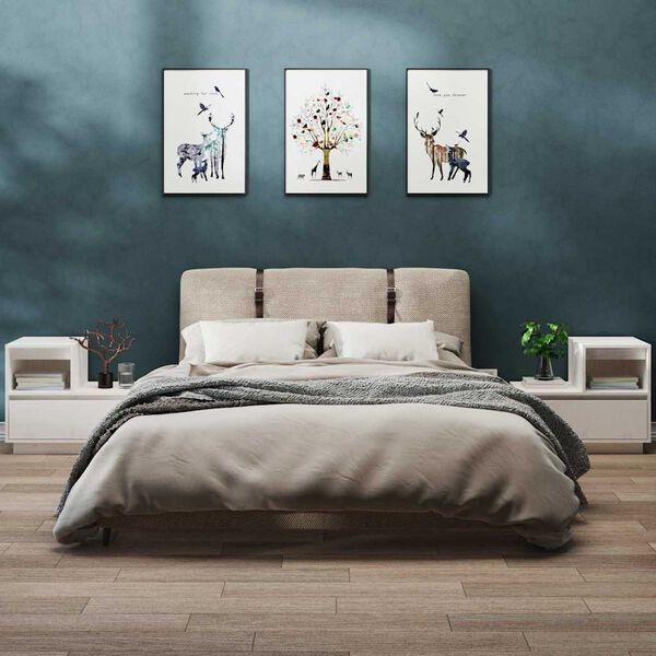 vidaXL Nattbord 2 stk hvit 60x34x51 cm heltre furu