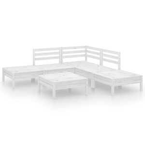 vidaXL Hagesofagruppe 6 deler hvit heltre furu