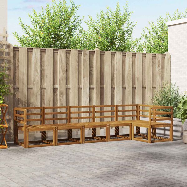 vidaXL Utend&oslash;rs sofa-sett 6 pcs Naturlig Solid akasietre