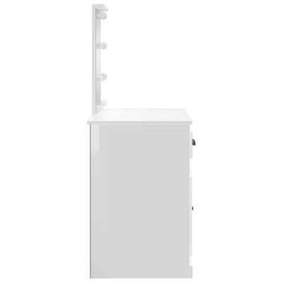 vidaXL Sminkebord med LED høyglans hvit 90x42x132,5 cm