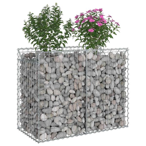 vidaXL Gabion hevet seng s&oslash;lv 100 x 50 x 80 cm Galvanisert St&aring;l