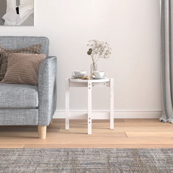 vidaXL Salongbord hvit &Oslash; 42,5x45 cm heltre furu