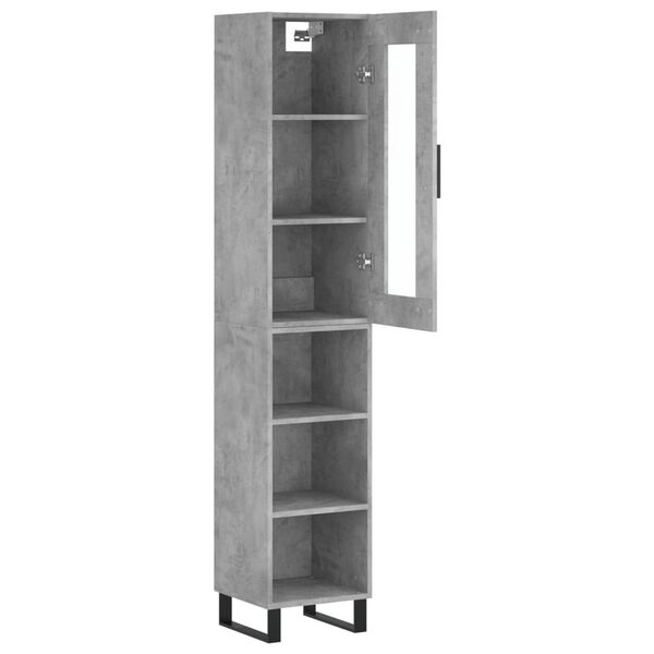 vidaXL Highboard betonggr&aring; 34,5x34x180 cm konstruert tre