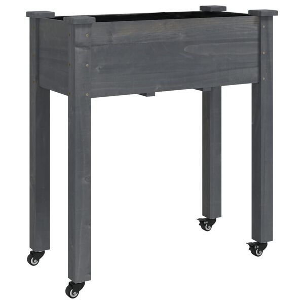 vidaXL Plantekasse med foring gr&aring; 71x37x80 cm heltre gran