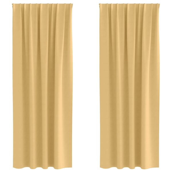 vidaXL M&oslash;rkleggende Gardiner med Ringer 2 pcs Beige 260 x 140 cm