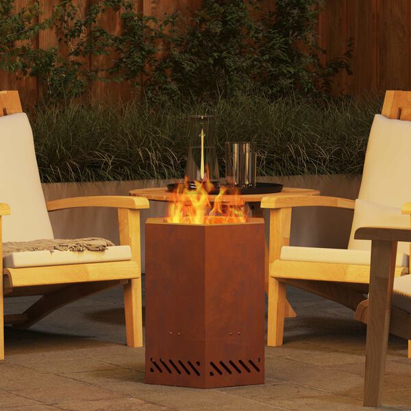 vidaXL R&oslash;ykfri ildsted Brun 38 x 38 x 51 cm Cortenst&aring;l