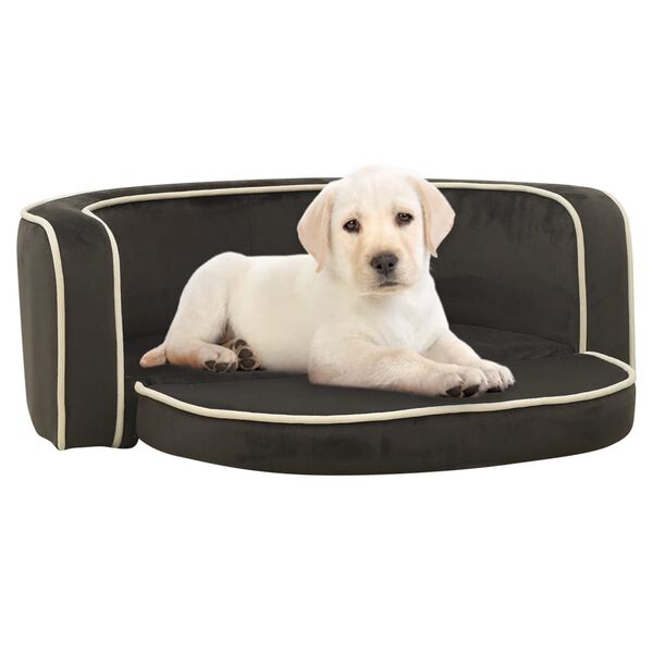 vidaXL Sammenleggbar hundesofa m&oslash;rkegr&aring; 73x67x26 cm plysj vaskbar pute