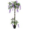 vidaXL Kunstig B&oslash;nne Blomster Tre Lilla 80 x 18 x 160 cm Stoff og Tre