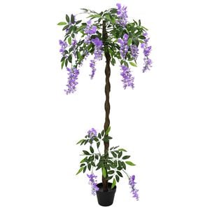 vidaXL Kunstig B&oslash;nne Blomster Tre Lilla 80 x 18 x 160 cm Stoff og Tre