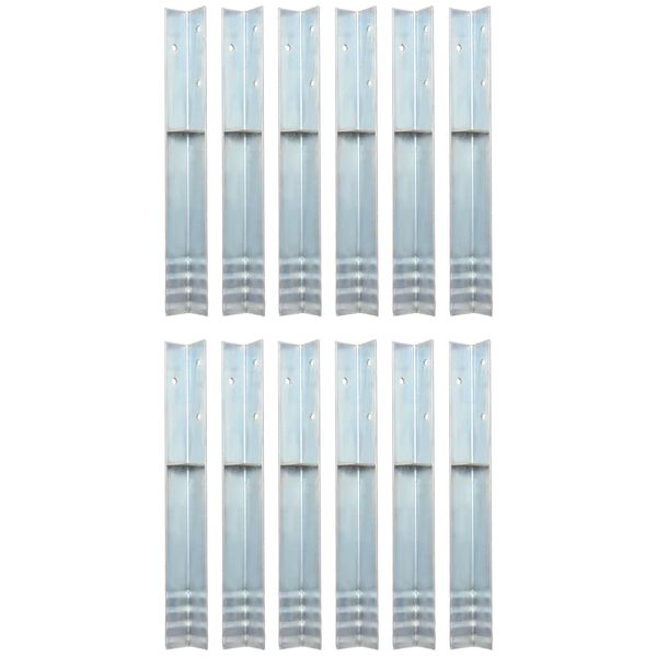 vidaXL L-formede jordankre 12 stk galvanisert st&aring;l 5x5x50 cm