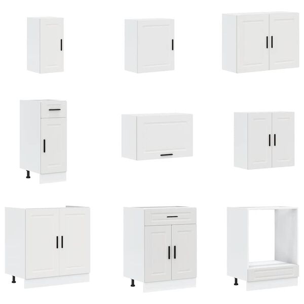 vidaXL Kjøkkenskapssett 14 deler Porto hvit konstruert tre