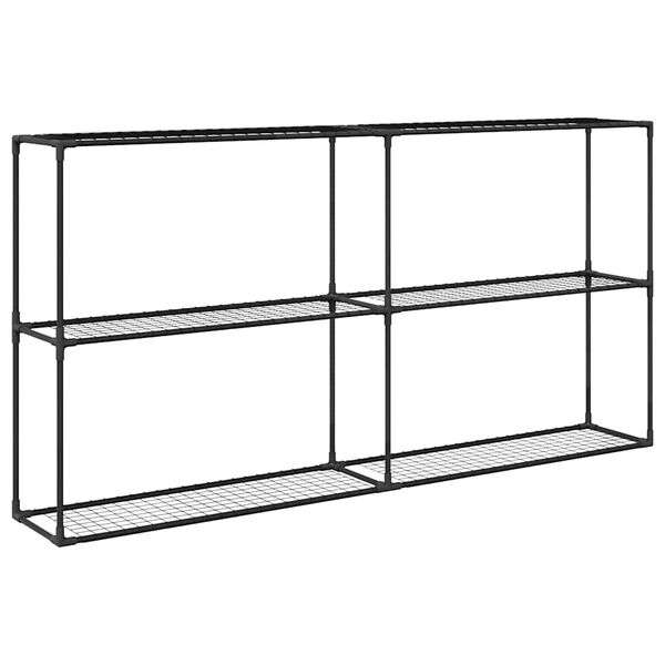 vidaXL 3-lags plantehylle Svart 200 x 32 x 104 cm St&aring;l
