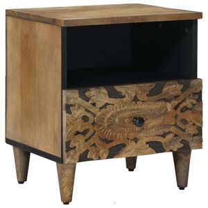 vidaXL Sengekabinett med skuff Brun 40 x 33 x 46 cm Massiv mango tre
