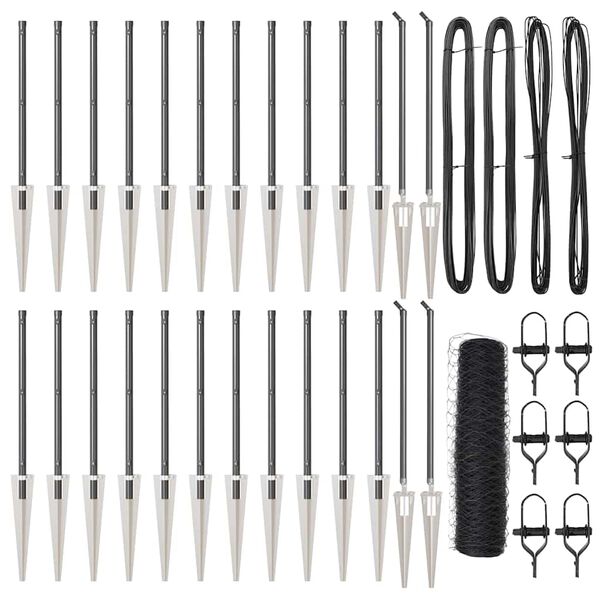 vidaXL Gjerdep&aring;le Gr&aring; 50 x 0,8 m (50 mm mesh) St&aring;l og PVC