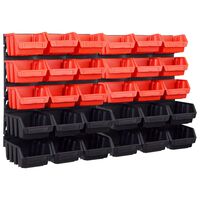 vidaXL Oppbevaringsbokssett i 32 deler med veggpaneler rød og svart