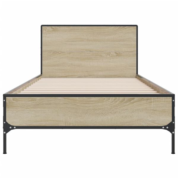 vidaXL Sengeramme sonoma eik 100x200 cm konstruert tre og metall