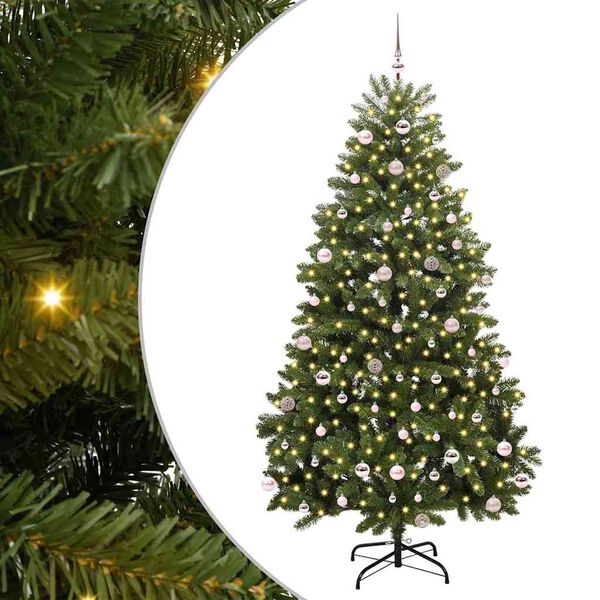 vidaXL Kunstig juletre med 300 LED gr&oslash;nn 240 cm PVC og metall