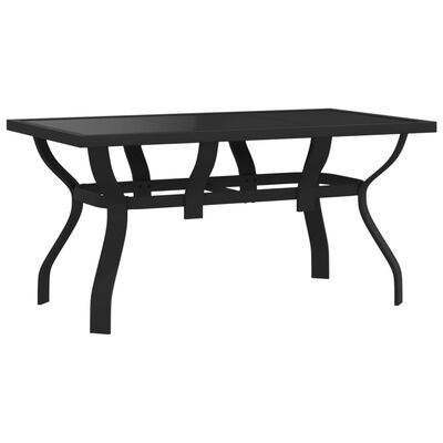 vidaXL Hagebord svart 140x70x70 cm stål og glass