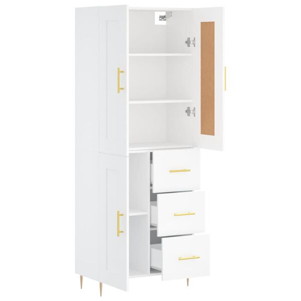vidaXL Highboard hvit 69,5x34x180 cm konstruert tre