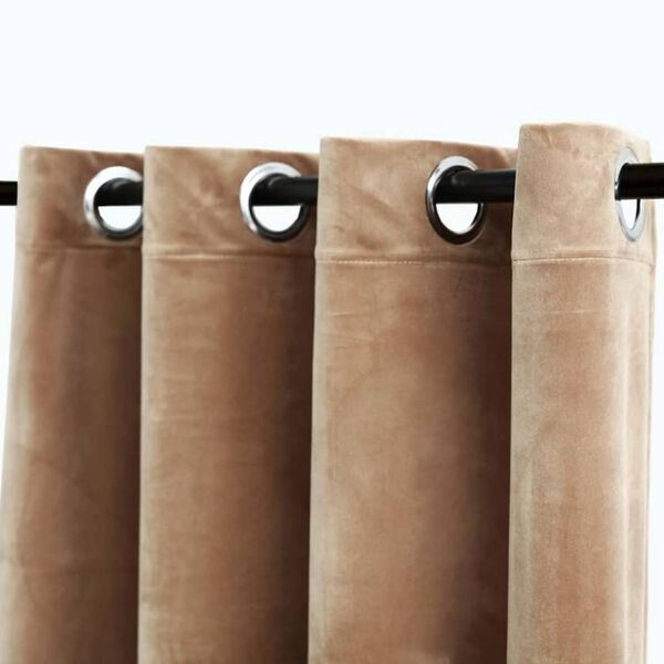 vidaXL Lystette gardiner med ringer 2 stk fl&oslash;yel beige 140x175 cm