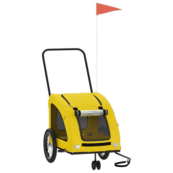 vidaXL Kjæledyrsykkelhenger gul oxfordstoff og jern