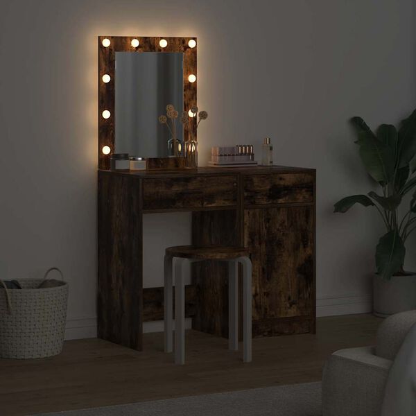 vidaXL Sminkebord med skuff 2 pcs Brun 50 x 41 x 135 cm Konstruert tre