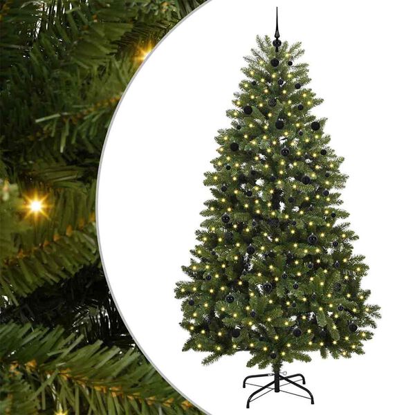 vidaXL Kunstig juletre med 300 LED gr&oslash;nn 240 cm PVC og metall