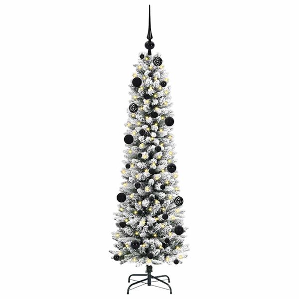 vidaXL Kunstig juletre med 150 LED Hvit 150 cm PVC og Metall og Plast