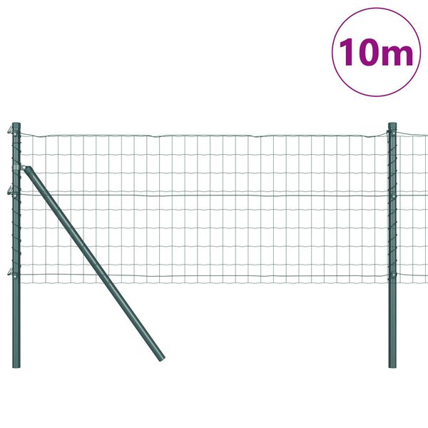 vidaXL Gjerde med stolpe gr&oslash;nn 0,6 x 10 m St&aring;l og PVC