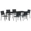 vidaXL Hage Spisegruppe 7 pcs Svart PE Rattan