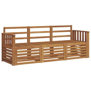 vidaXL Utend&oslash;rs sofa-sett 3 stk. 3-seters Naturlig Solid akasietre