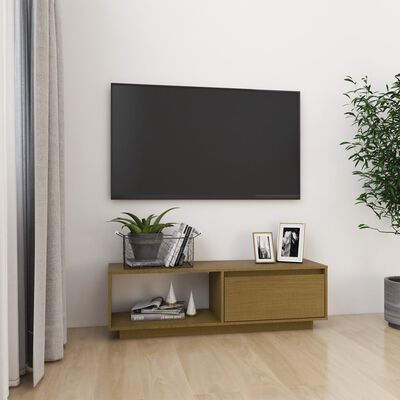 vidaXL TV-benk 110x30x33,5 cm heltre furu honningbrun