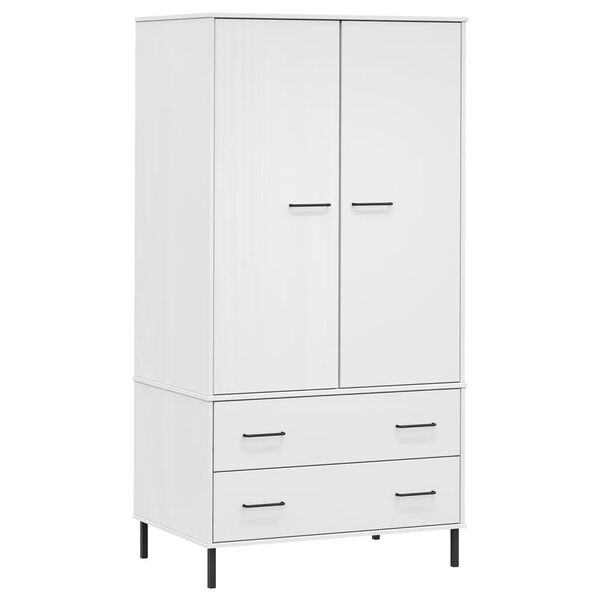 vidaXL Garderobe med metallben hvit 90x55x172,5 cm heltre OSLO