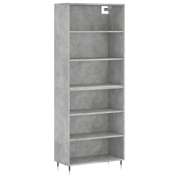 vidaXL Highboard betonggr&aring; 69,5x32,5x180 cm konstruert tre