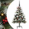 vidaXL Kunstig juletre Gr&oslash;nn og hvit 120 cm PVC og Metall og Plast