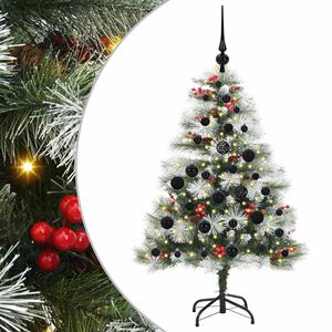 vidaXL Kunstig juletre Gr&oslash;nn og hvit 120 cm PVC og Metall og Plast