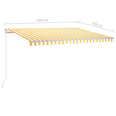 vidaXL Manuell uttrekkbar markise med LED 4,5x3,5 m gul og hvit